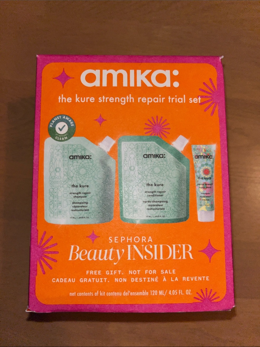 amika The Kure Trial Hair Repair Set - Pink & Orange Packaging